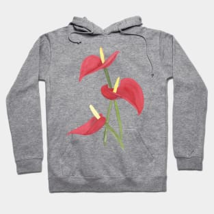 Anthurium, floral watercolor painting Hoodie